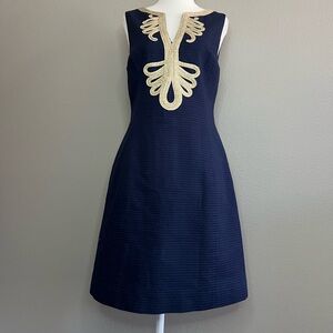Lilly Pulitzer Navy Blue and Gold Women's Dress Mini Size 4 Never Worn
